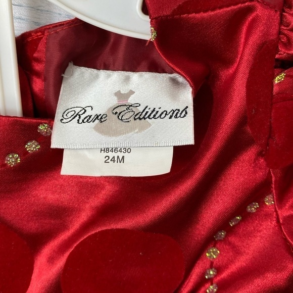 Rare Editions Baby Girl’s Red Glitter Circle Party Formal Holiday Dress -Sz‎ 24M - Picture 7 of 9